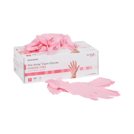 McKesson Exam Glove McKesson Pink Nitrile® Small NonSterile Nitrile Standard Cuff Length Textured Fingertips Pink Not Rated - Box of 250 - 14-6NPNK2-BX