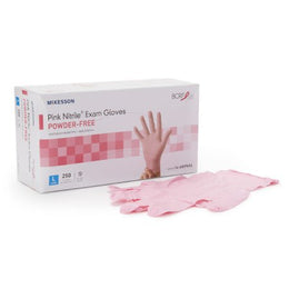 McKesson Exam Glove McKesson Pink Nitrile® Large NonSterile Nitrile Standard Cuff Length Textured Fingertips Pink Not Rated - Box of 250 - 14-6NPNK6-BX
