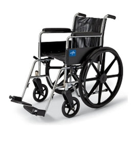 Medline Wheelchair Excel 2000 Dual Axle Full Length Arm Footrest / Fixed Height Black Upholstery 18 Inch Seat Width Adult 300 lbs. Weight Capacity - Each - MDS806100D-EA