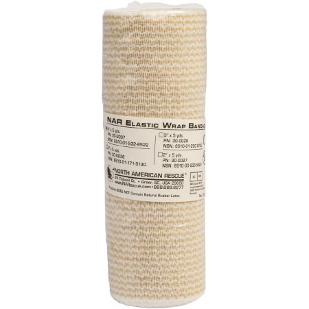 North American Rescue Elastic Bandage NAR 6 Inch X 5 Yard Single Hook and Loop Closure Tan NonSterile Medium Compression - Each - 30-0007-EA