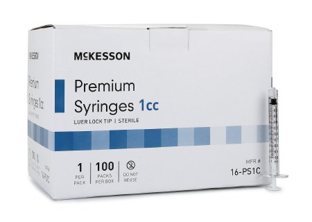 McKesson General Purpose Syringe McKesson Luer Lock Tip Without Safety - Box of 100 - 16-PS1C-BX