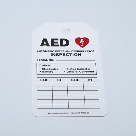 Accuform Signs Equipment Tag Accuform AED Inspection Status White 3-1/4 X 5-3/4 Inch 3-1/4 X 5-3/4 Inch Card Stock 5 per Pack - Pack of 5 - TRS345CTM-PK