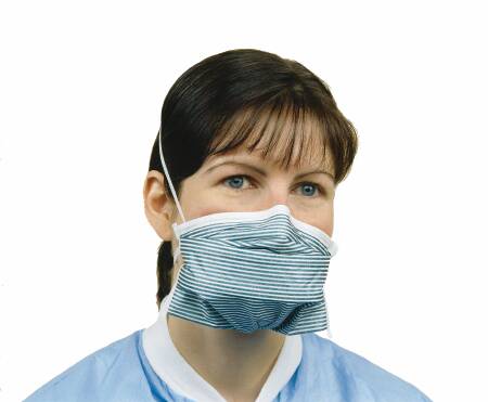 Alpha ProTech Particulate Respirator / Surgical Mask Critical Cover® PFL® Medical N95 Chamber Elastic Strap One Size Fits Most Teal Stripe NonSterile ASTM Level 3 Adult - Box of 35 - 695-BX