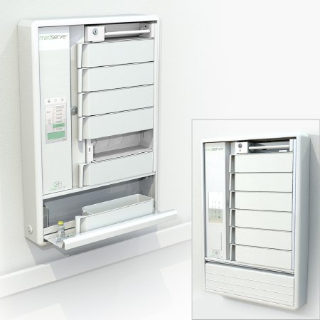 CareDirect LLC Medication Cabinet Medserve Wall Mount Steel / Aluminum / Plastic Individual Electronic / Keyed Secondary Lock - Each - 1702043-EA
