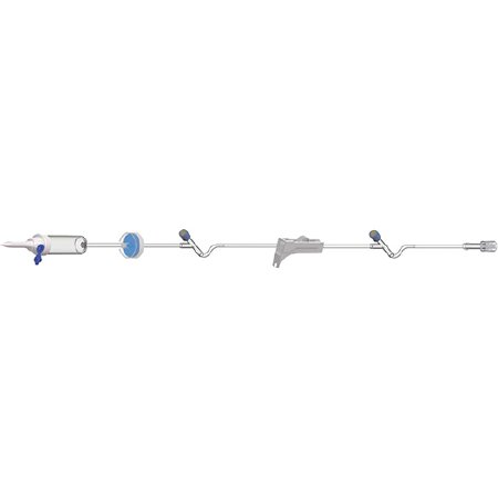 Amsino International Primary IV Administration Set AMSafe® Gravity 2 Ports 15 Drops / mL Drip Rate Without Filter 100 Inch Tubing - Case of 50 - AS3100-CS