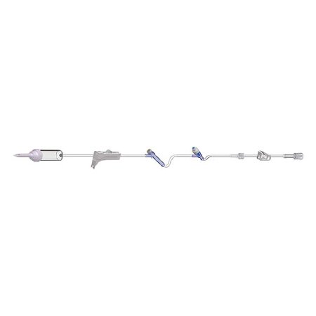 Amsino International Primary IV Administration Set AMSafe® Gravity 2 Ports 15 Drops / mL Drip Rate Without Filter 89 Inch Tubing - Case of 50 - 158305-CS