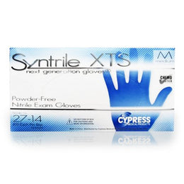 McKesson Medical Surgical Exam Glove Syntrile® XTS Medium NonSterile Nitrile Standard Cuff Length Textured Fingertips Blue Chemo Tested - Box of 200 - 27-14-BX