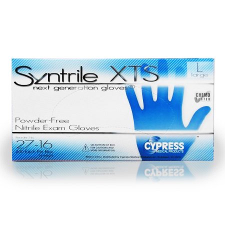 McKesson Medical Surgical Exam Glove Syntrile® XTS Large NonSterile Nitrile Standard Cuff Length Textured Fingertips Blue Chemo Tested - Box of 200 - 27-16-BX