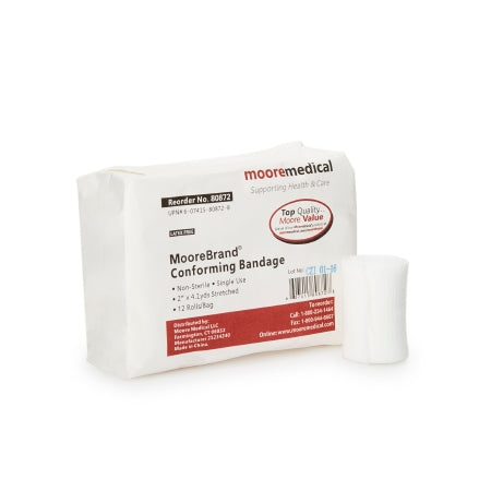 McKesson Conforming Bandage McKesson 2 Inch X 4-1/10 Yard 12 per Pack NonSterile Roll Shape - Bag of 12 - 80872-BG