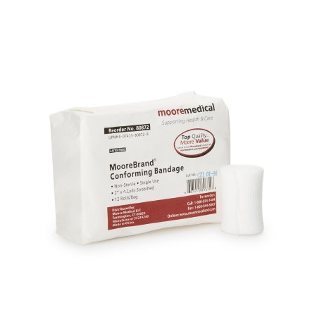McKesson Conforming Bandage McKesson 2 Inch X 4-1/10 Yard 12 per Pack NonSterile Roll Shape - Case of 96 - 80872-CS