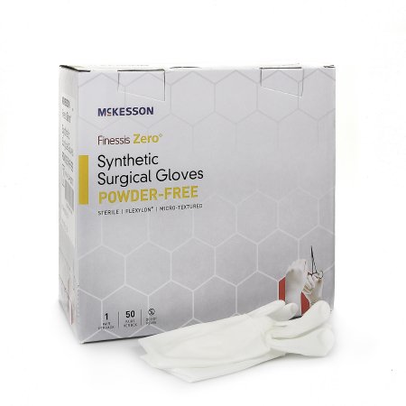 McKesson Surgical Glove McKesson Finessis Zero® Size 9 Sterile Flexylon® Synthetic Standard Cuff Length Micro-Textured White Chemo Tested - Box of 50 - 14-92090-BX