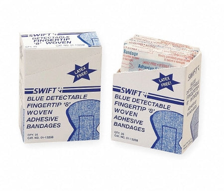 Honeywell Safety Products Metal Detectable Adhesive Strip 2-3/4 X 3-3/4 Inch Fabric Fingertip Blue Sterile - Box of 25 - 011325B-BX
