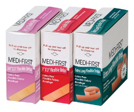 Medique Products Adhesive Strip Medi-First® 3/4 X 4-11/16 Inch Fabric Rectangle Tan Sterile - Box of 40 - 62178-BX