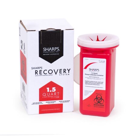 Sharps Compliance Mailback Sharps Container Sharps Recovery System™ Red Base Vertical Entry 0.375 Gallon - Each - 10150-012-EA