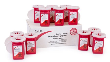Sharps Compliance Mailback Sharps Container TakeAway® Recovery System Red Base 4-1/2 L X 4-1/2 W X 7 H Inch Vertical Entry 0.25 Gallon - Case of 12 - 80112-CS