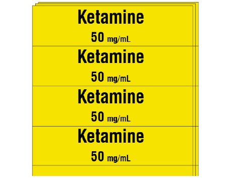 Shamrock Scientific Drug Label Shamrock Anesthesia Label Ketamine / 50 mg/mL Yellow 1/2 X 1 Inch - Pack of 250 - SA-2008-PK-PK
