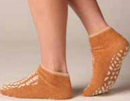 Alba Healthcare Fall Management Slipper Socks Terry Treads® Large Beige Ankle High - Case of 48 - 46012-LAR-CS