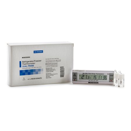 McKesson Digital Refrigerator / Freezer Thermometer with Alarm McKesson Fahrenheit / Celsius -58Â° to +158Â°F (-50Â° to +70Â°C) Desk / Wall / Door Mount Battery Operated - Each - MCK8100MATB-EA