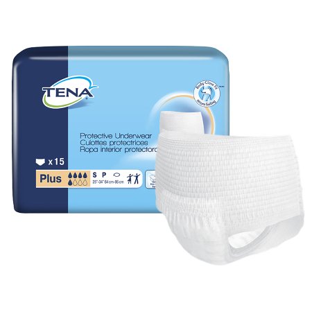 Essity HMS North America Inc Unisex Adult Absorbent Underwear TENA ProSkin™ Plus Protective Pull On with Tear Away Seams Small Disposable Moderate Absorbency - Bag of 15 - 72631-BG