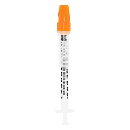 Sol-Millennium Medical Safety Insulin Syringe with Needle SOL-GUARD™ 1 mL 1/2 Inch 29 Gauge Sliding Safety Needle Regular Wall - Case of 800 - 200017SG-CS