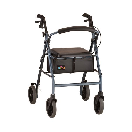 Nova Ortho-Med 4 Wheel Rollator Zoom 24 Blue Adjustable Height / Folding Aluminum Frame - Case of 1 - 4224BL-CS