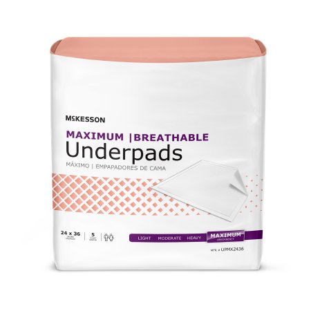 McKesson Disposable Underpad McKesson Ultimate Breathable 24 X 36 Inch Fluff / Polymer Heavy Absorbency - Case of 70 - UPMX2436-CS