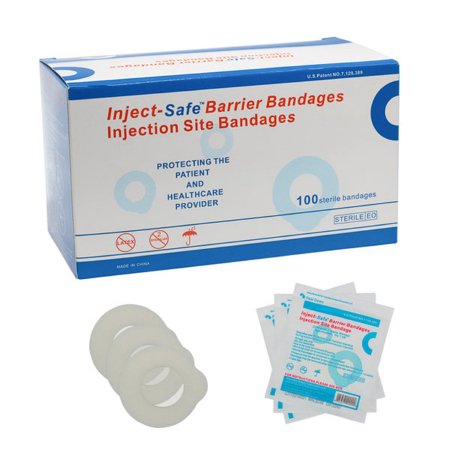 HTL-STREFA Pre-Injection Adhesive Strip Inject-Safe™ 1-3/8 Inch Diameter Film / Foam Round White Sterile - Box of 100 - 3070-BX
