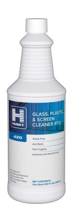 Canberra Husky® 420 Glass / Surface Cleaner Antistatic Manual Pour Liquid 1 Quart Bottle Mild Scent NonSterile - Case of 4 - HSK-420-05-CS