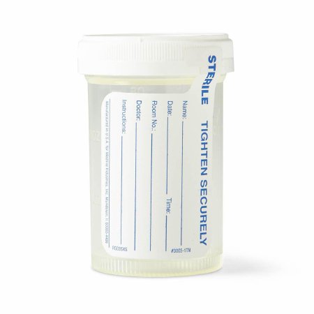 Medline Specimen Container for Pneumatic Tube Systems Click-N-Close 90 mL (3 oz.) Screw Cap Patient Information Sterile Fluid Path - Case of 400 - DYND30362-CS