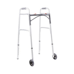 McKesson Folding Walker Adjustable Height McKesson Aluminum Frame 350 lbs. Weight Capacity 32 to 39 Inch Height - Each - 146-10210-1-EA
