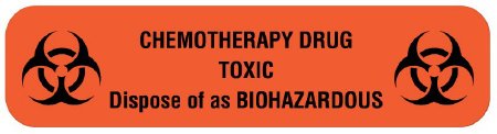 United Ad Label Pre-Printed Label UAL™ Warning Label Orange Paper Chemotherarpy Agent Black Caution 1/2 X 2 Inch - Roll of 1 - ULFP271-RL