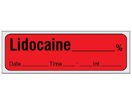 Shamrock Scientific Drug Label Shamrock Anesthesia Label LIDOCAINE _____ % / Date _____ Time _____ Int. _____ Red 1/2 X 1 Inch - Roll of 1 - SA-36-DTI-PRE-RL