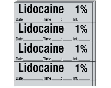 Shamrock Scientific Drug Label Shamrock Anesthesia Label Lidocaine 1% / Date _____ Time _____:_____ Int. _____ Gray 1/2 X 2 Inch - Pack of 1 - SA-3003-DTI-PK-PK