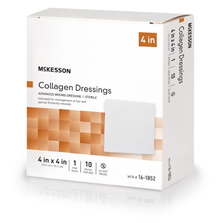 McKesson Collagen Dressing McKesson 4 X 4 Inch Square 10 Count - Case of 100 - 16-1852-CS