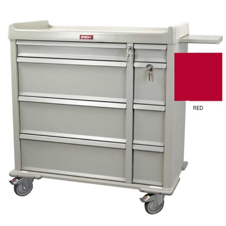 Harloff Punch Card Medication Cart Optimal Line 23.5 X 43 X 45.75 Inch, 44 Inch Writing Surface Red - Each - AL600PC-EA
