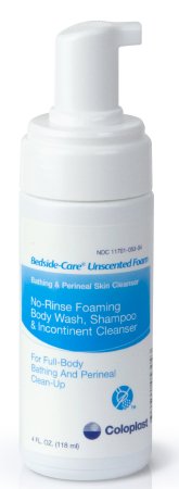 Coloplast Rinse-Free Shampoo and Body Wash Bedside-Care® 4 oz. Pump Bottle Unscented - Case of 36 - 67147-CS