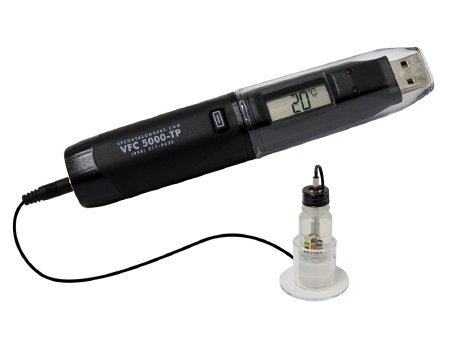 Control Solutions Inc Refrigerator / Freezer Vaccine Data Logger Kit VFC 5000 Fahrenheit / Celsius -40° to +257°F (-40° to +125°C) Bottle Probe Desk / Wall / Door Mount Battery Operated - Each - VFC5000-TP-EA