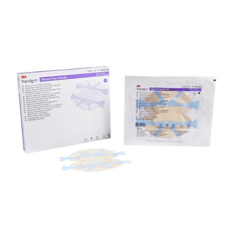 3M Foam Dressing 3M™ Tegaderm™ 6-1/2 X 6-1/2 Inch With Border Film Backing Silicone Adhesive Heel / Contour Sterile - Box of 5 - 90646-BX