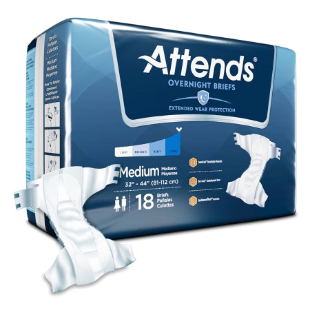 Attends Healthcare Products Unisex Adult Incontinence Brief Attends® Overnight Medium Disposable Heavy Absorbency - Case of 72 - DDEW20-CS
