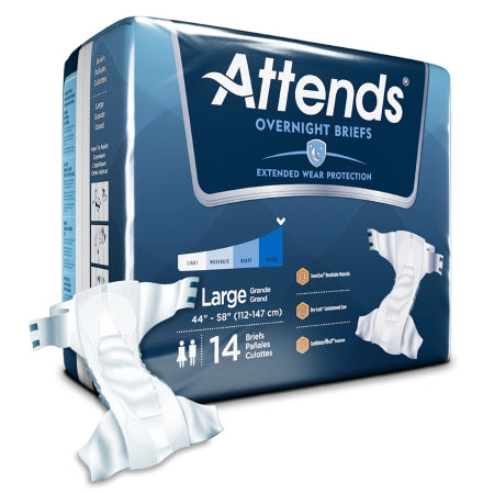 Attends Healthcare Products Unisex Adult Incontinence Brief Attends® Overnight Large Disposable Heavy Absorbency - Case of 56 - DDEW30-CS