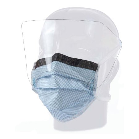 Aspen Surgical Products Surgical Mask with Eye Shield FluidGard® 160 Anti-fog Foam Pleated Tie Closure One Size Fits Most Blue Diamond NonSterile ASTM Level 3 Adult - Case of 100 - 15331-CS
