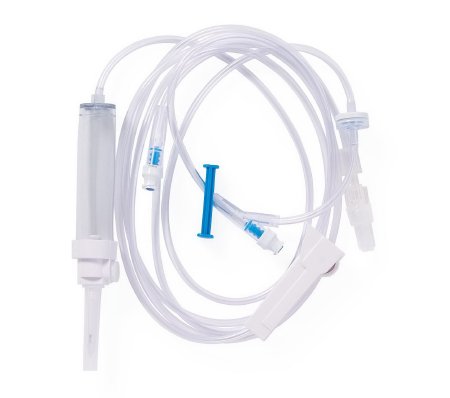 Medline Primary IV Administration Set Medline Gravity 2 Ports 15 Drops / mL Drip Rate Without Filter 96 Inch Tubing - Case of 50 - DYNDTN1512-CS