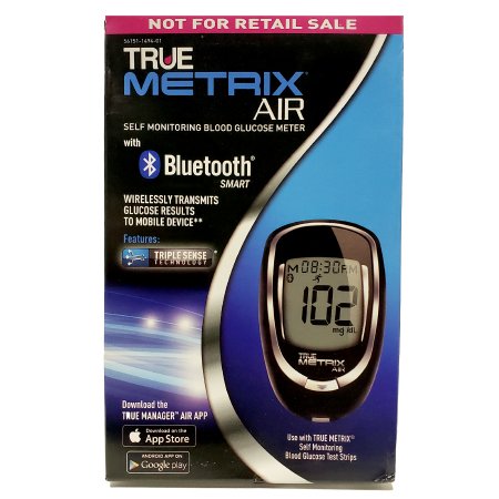 Nipro Diagnostics Blood Glucose Meter True Metrix™ AIR BlueTooth 4 Second Results Stores up to 1000 Results No Coding Required - Case of 40 - REA4H01-40-CS