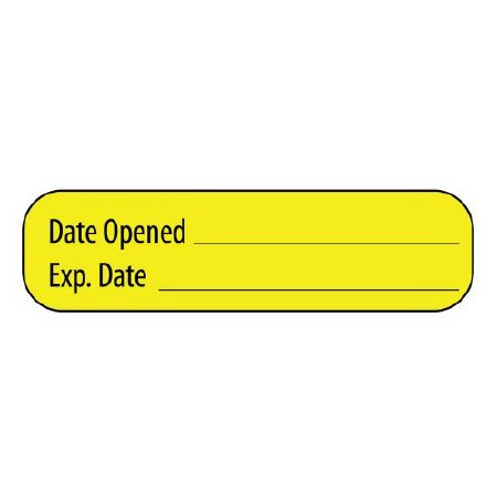 Precision Dynamics Pre-Printed / Write On Label MedVision® Advisory Label Yellow Paper Date Opened/Exp. Date Black Quality Control Label 3/8 X 1-7/16 Inch - Roll of 1 - MV02SY8807-RL