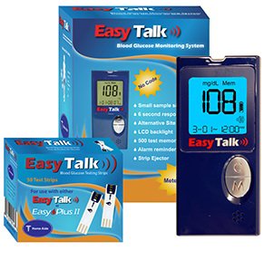 Home Aide Diagnostics Inc Blood Glucose Meter Easy Talk 6 Second Results Stores up to 500 Results No Coding Required - Case of 50 - 91237-0001-47-CS