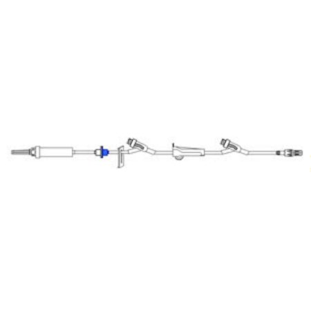 BD Primary IV Administration Set MaxGuard Gravity 2 Ports 15 Drops / mL Drip Rate Without Filter 110 Inch Tubing Solution - Case of 50 - MX9968-CS