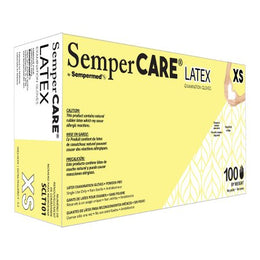 Sempermed USA Exam Glove SemperCare® Latex X-Small NonSterile Latex Standard Cuff Length Micro-Textured Ivory Not Rated - Case of 1000 - SCLT101-CS