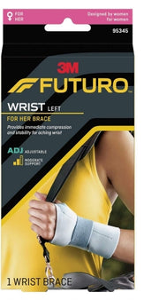 3M Wrist Support Futuro™ For Her Aluminum / Nylon / Polyester / Polyurethane / Spandex / Silicone Left Hand Gray One Size Fits Most - Box of 12 - 95345ENR-BX