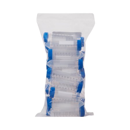 McKesson McKesson Centrifuge Tube Conical Bottom Plain 30 X 115 mm 50 mL Blue Screw Cap Polypropylene Tube - Bag of 25 - 177-6288-BG