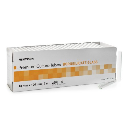 McKesson McKesson Test Tube Round Bottom Plain 13 X 100 mm 7 mL Without Color Coding Without Closure Glass Tube - Box of 250 - 177-1510-BX